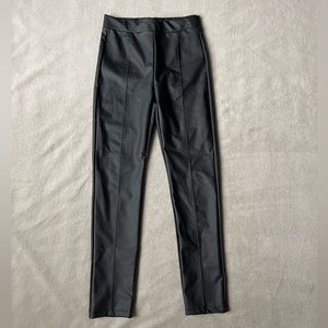 Girls black vegan leather leggings. Size 10